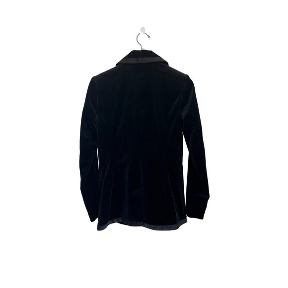 Frame Black Velvet Blazer Jacket With Leopard Print Lining - Picture 5 of 8